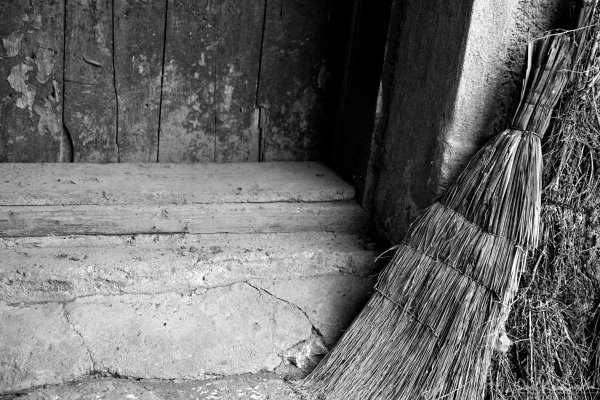 broom and steps