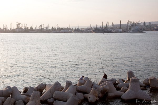 Fishing on the wave-breakers