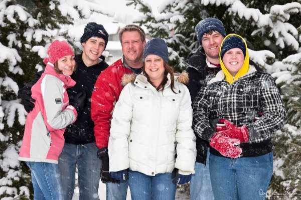 Family photo in the snow