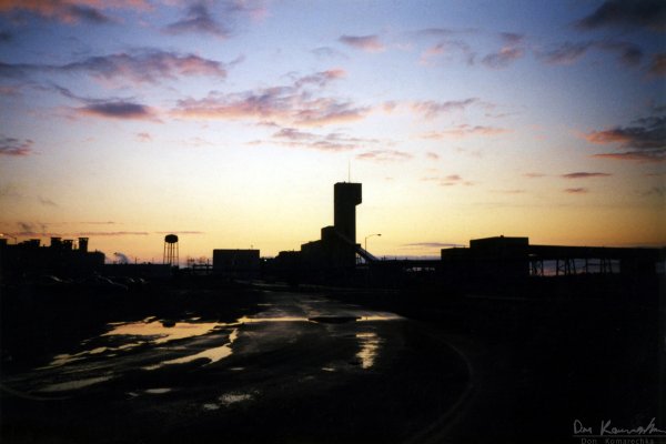 Inco's Thompson mine at sunset